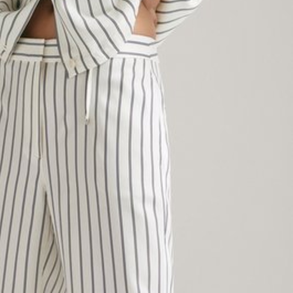 Massimo Dutti High Rise Pinstripe Straight Leg Trousers
